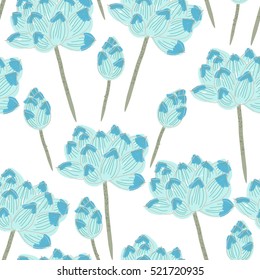 Lotos flower vector seamless pattern. Colorful and bright pattern of fabric.
