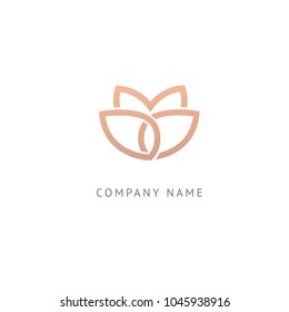 Lotos logo. Wedding icon. Luxury retro emblem. Cosmetics, Spa, Beauty salon, Decoration, Boutique vector logo. Royal Jewelry, Yoga, Premium Logo. Resort and Restaurant design illustration.