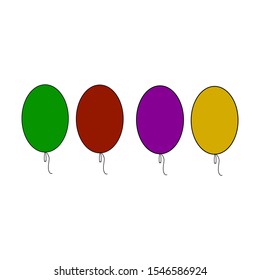 Lots of balloons in a flat cartoon style isolated on a white background. Vector collection