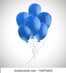 Lots of blue balloons on white background illustration
