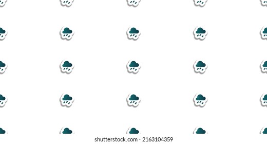 Viele blaue und weiße nahtlose Hintergründe, Banner-Design mit Papier-Schnitt-Regenwolken-Muster - Vektorvorlagengrafik