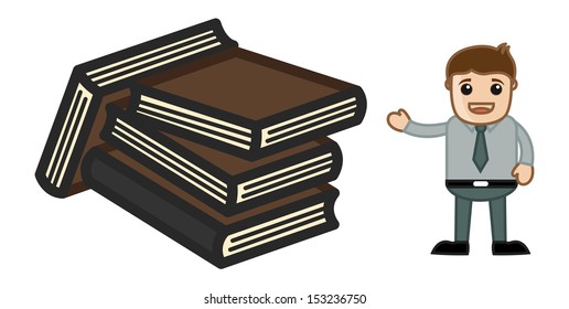 Lots of Books - Physical Books Concept - Business Cartoons Vectors