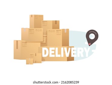 Lots of boxes. The concept of moving and delivery. Vector illustration.