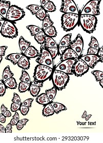 Lots of butterflies on a light background

