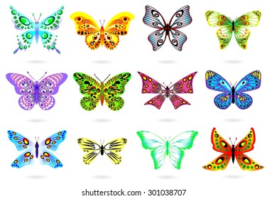 Lots of butterflies on a light background