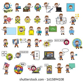 Lots of Carpenter Labor Character - Set of Concepts Vector illustrations
