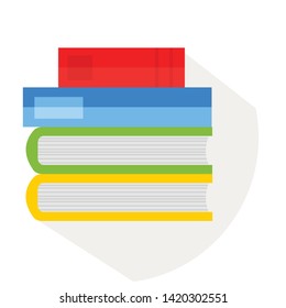 lots of colorful books on the top of each other with transparent background 