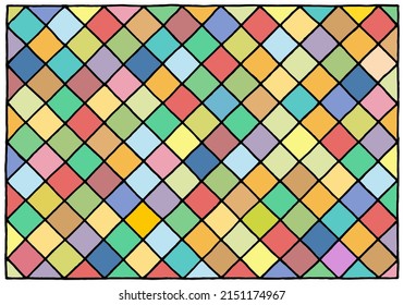 Lots of colorful diamonds as background, texture, pattern.	