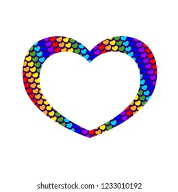 lots of colorful hearts on a white background, vector illustration