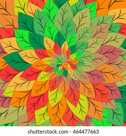 Lots of colorful leaves in a circle