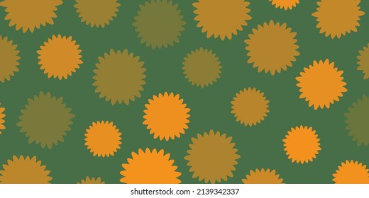 Lots of Colorful Randomly Placed, and Sized Orange Flowers Pattern - Vintage Style Texture, Background, Design Element in Editable Vector Format