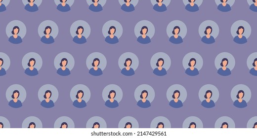 Lots of Colorful Seamless User Avatars Texture, Background with Rows of Female Face Symbols - Pattern Design Applicable as a Base for Placards,Posters, Brochures,Front Pages,Presentations or Web Sites