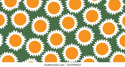 Lots of Colorful Sunflowers - Vintage Style Texture, Floral Pattern Background, Design Element in Editable Vector Format