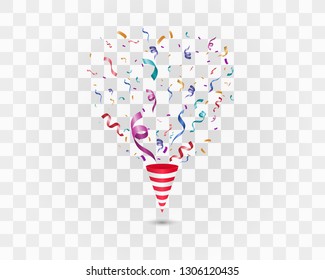 Lots of colorful tiny confetti and ribbons on transparent background. Festive event and party. Multicolor background.Colorful bright confetti isolated on transparent background.
