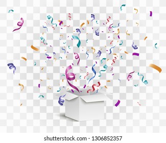 Lots of colorful tiny confetti and ribbons on transparent background. Festive event and party. Multicolor background.Colorful bright confetti isolated on transparent background