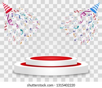
Lots of colorful tiny confetti and ribbons on transparent background. Festive event and party. Multicolor background. Colorful bright confetti isolated on the podium.