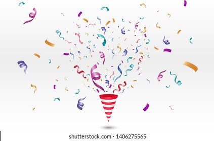 
Lots of colorful tiny confetti and ribbons on transparent background. Festive event and party. Cone with confetti. Colorful bright confetti isolated on transparent background.