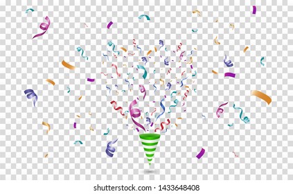 Lots of colorful tiny confetti and ribbons on transparent background. Festive event and party. Multicolor background.Colorful bright confetti isolated on transparent background