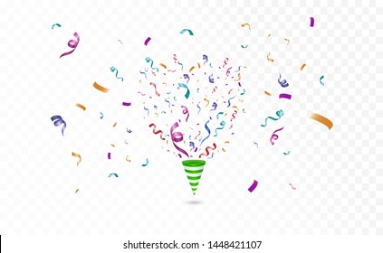 Lots of colorful tiny confetti and ribbons on transparent background. Festive event and party. Multicolor background.Colorful bright confetti isolated on transparent background