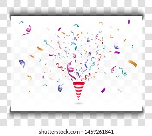 Lots of colorful tiny confetti and ribbons on transparent background. Festive event and party. Multicolor background.Colorful bright confetti isolated on transparent background