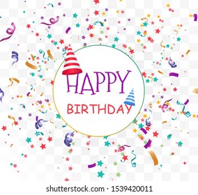 Lots of colorful tiny confetti and ribbons on transparent background. Festive event and party. Multicolor background.Colorful bright confetti isolated on transparent background