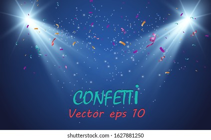 Lots of colorful tiny confetti and ribbons on transparent background. Festive event and party. Multicolor background.Colorful bright confetti isolated on transparent background.