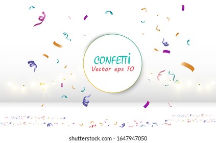 Lots of colorful tiny confetti and ribbons on transparent background. Festive event and party. Multicolor background.Colorful bright confetti isolated on transparent background