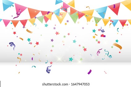 Lots of colorful tiny confetti and ribbons on transparent background. Festive event and party. Multicolor background.Colorful bright confetti isolated on transparent background