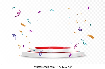 Lots of colorful tiny confetti and ribbons on transparent background. Festive event and party. Multicolor background.Colorful bright confetti isolated on transparent background