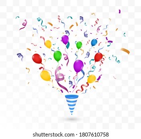 Lots of colorful tiny confetti and ribbons on transparent background. Festive event and party. Multicolor background.Colorful bright confetti isolated on transparent background