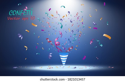 Lots of colorful tiny confetti and ribbons on transparent background. Festive event and party. Multicolor background.Colorful bright confetti isolated on transparent background