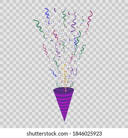 Lots of colorful tiny confetti and ribbons on transparent background. Festive event and party. Multicolor background.Colorful bright confetti isolated on transparent background.