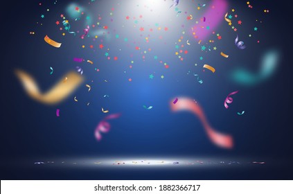 Lots of colorful tiny confetti and ribbons on transparent background. Festive event and party. Multicolor background.Colorful bright confetti isolated on transparent background