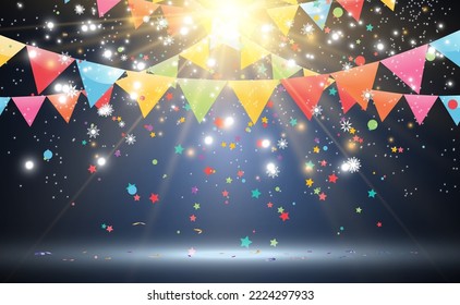 Lots of colorful tiny confetti and ribbons on transparent background. Festive event and party. Multicolor background.Colorful bright confetti isolated on transparent background.	