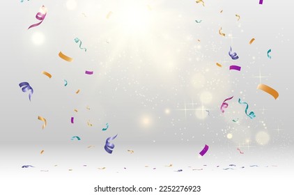 	
Lots of colorful tiny confetti and ribbons on transparent background. Festive event and party. Multicolor background.Colorful bright confetti isolated on transparent background.	
