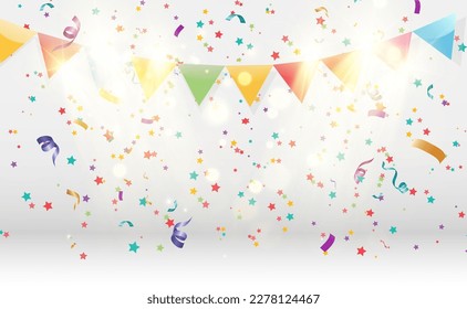 Lots of colorful tiny confetti and ribbons on transparent background. Festive event and party. Multicolor background.Colorful bright confetti isolated on transparent background.