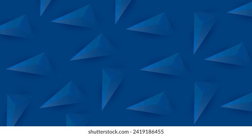 Lots of Dark Blue Triangle and Diamond 3D Shapes Texture - Geometric Mosaic Pattern Background, Vector Template