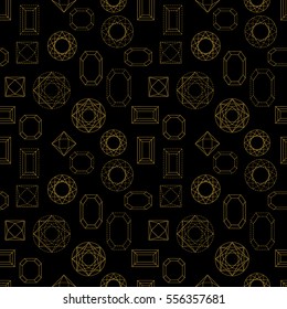 Lots of diamonds. Seamless vector background with geometric pattern. Art deco collection. Black and golden.