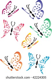 Lots of different multicolored butterflies - vector illustration