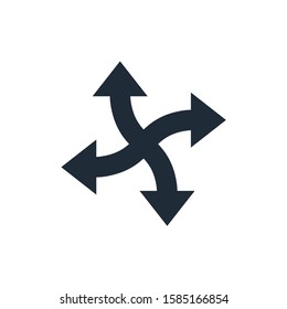 Lots of directions. Different roads. Vector icon isolated on white background.