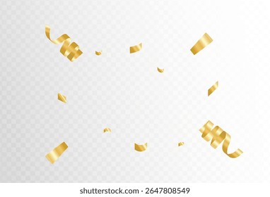 Lots of falling golden confetti with ribbons falling on a celebration party background. Vector .soft colorful. eps 10
