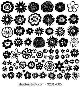 lots of flowers silhouette vector illustration