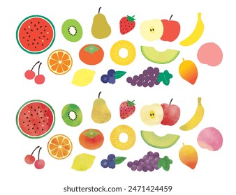 Lots of fruit watercolor icons
