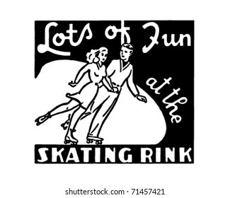 Lots Of Fun At The Skating Rink - Retro Ad Art Banner