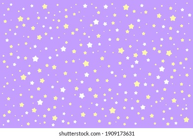 Lots of glittering yellow stars on a lovely pastel purple background for babies.