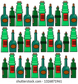 lots of green wine bottles