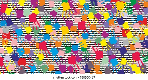 lots of hand colorful wallpaper concept human fingerprint vector background