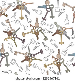 lots of keys on white background, pattern, hand vector
