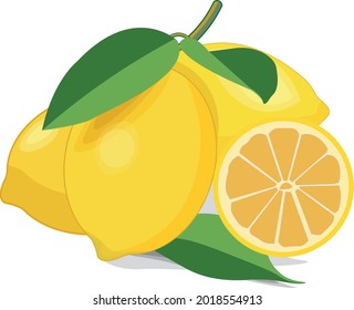 Lots of lemons or half a lemon and green Leaves 