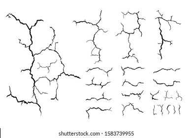 Lots Lines Of Crack Ground For Abstract Background On White Background